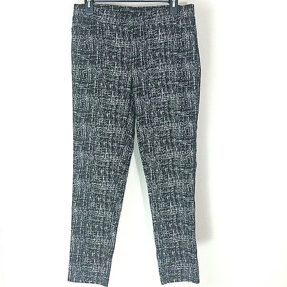 Rafaella Black White Textured Pull On Pants Size 8 Stretch Slim Ankle Workwear - Picture 1 of 6